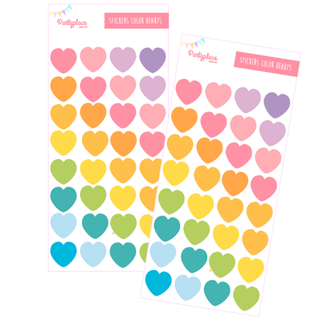 Stickers en planchitas hearts 6u
